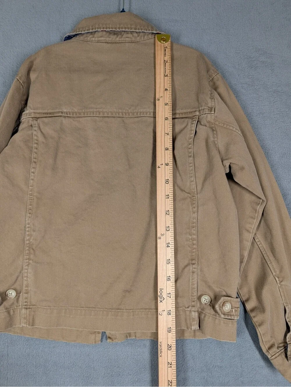Polo Ralph Lauren Boys Youth S 10 Khaki Canvas Plaid Lined Jacket Coat Full Zip